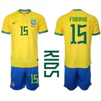 Camisa de time de futebol Brasil Fabinho #15 Replicas 1º Equipamento Infantil Mundo 2022 Manga Curta (+ Calças curtas)